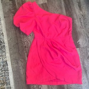 Barbie pink one shoulder dress size L